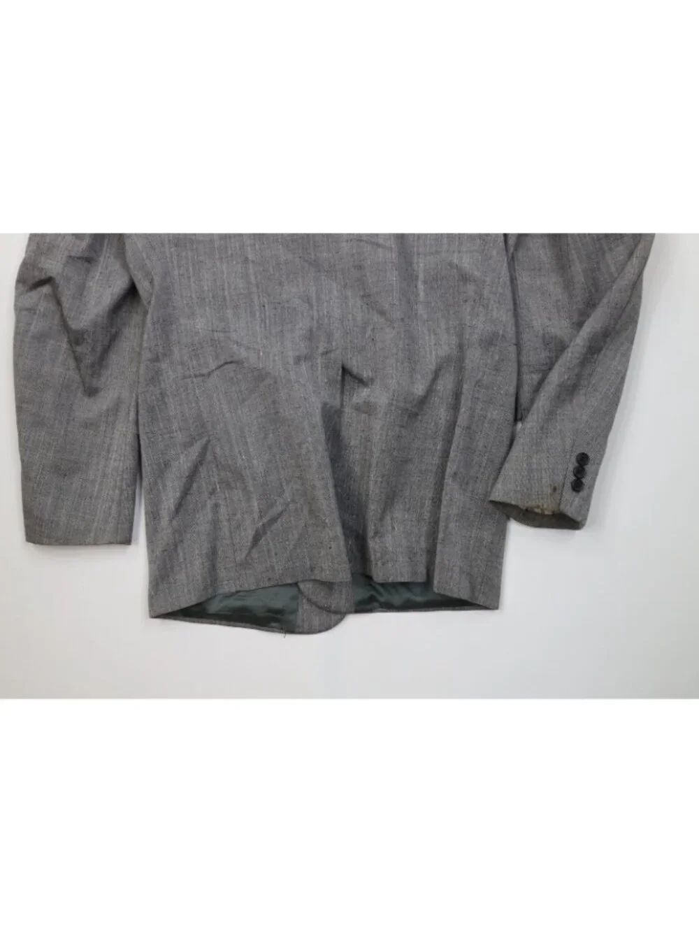 Vintage 70s 80s Mens 44L 2 Piece Atomic Fleck Suit Wedding Wide Leg 36x31 Gray